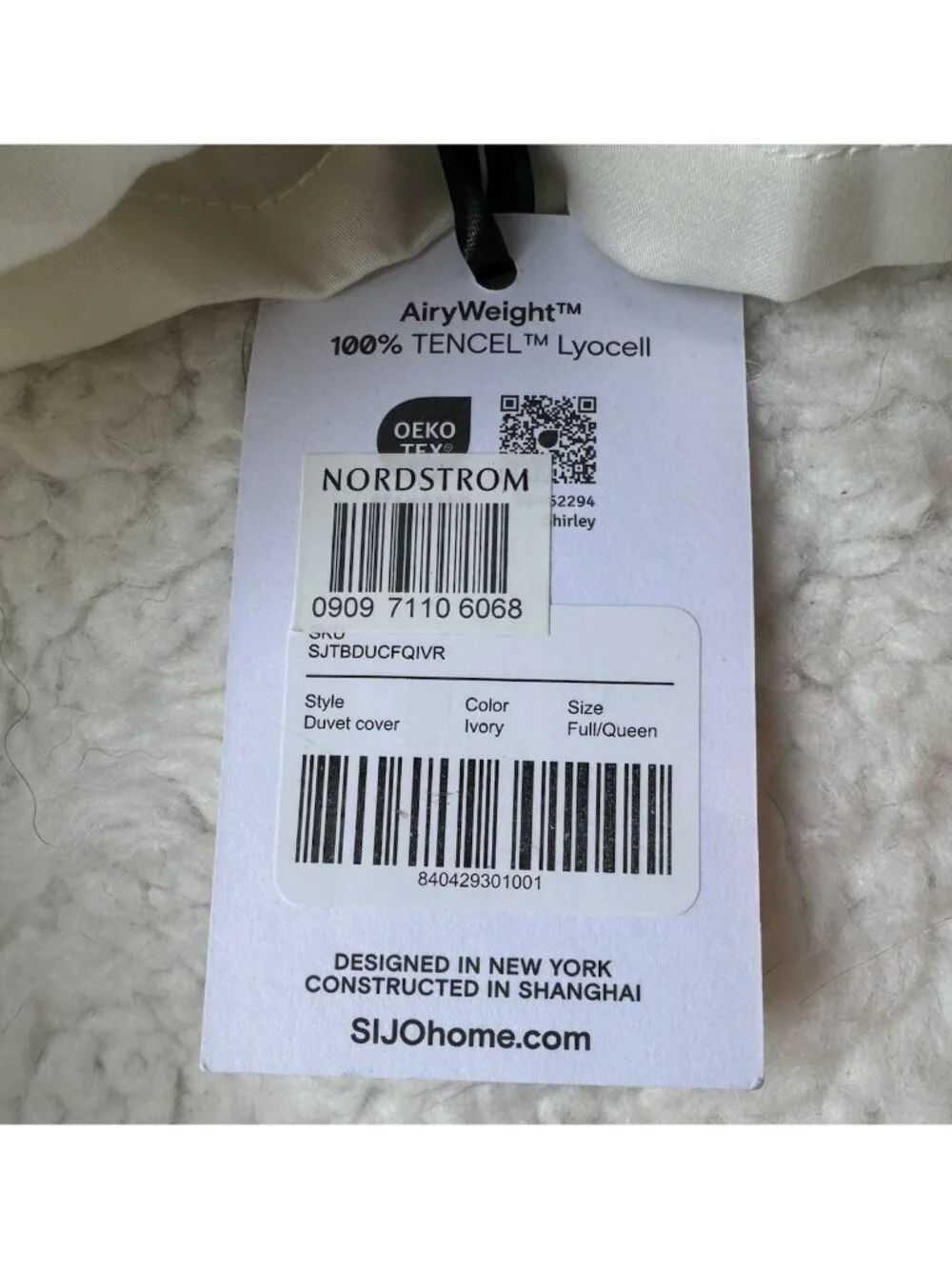 SIJO AiryWeight Tencel Duvet Cover Cooling Eucalyptus Ivory Full/Queen 90